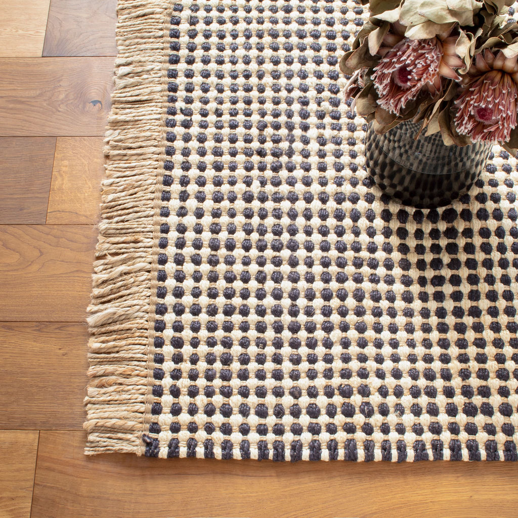 Kuba Black Handwoven Jute Rug - DA978 - 12x16