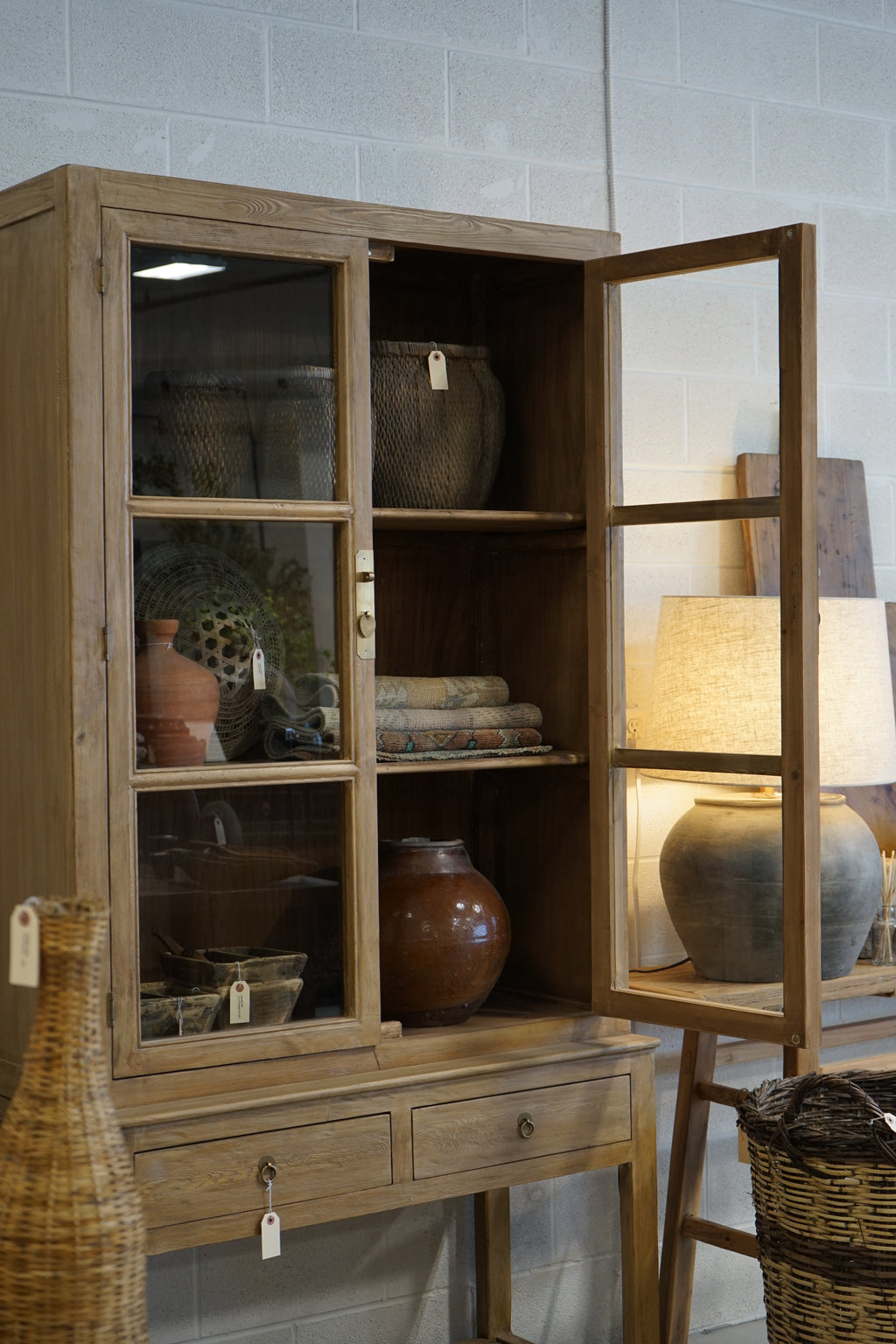 Rosalie Reclaimed Wood Glass Cabinet