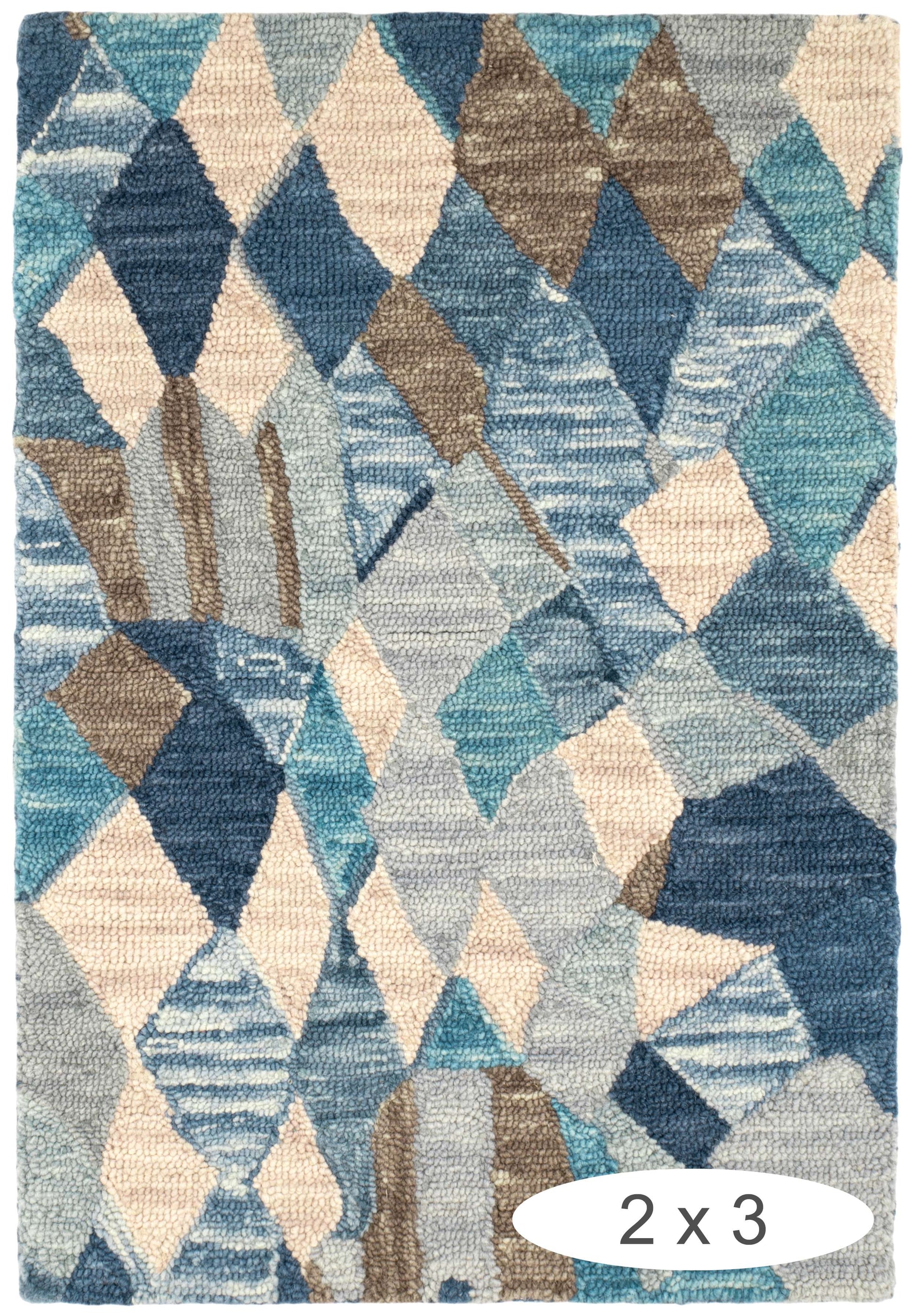Deer Leap Blue Hand Hooked Wool Rug - DA2001 - 10x14