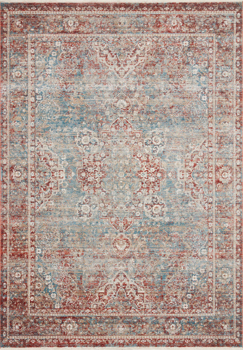 Magnolia Home By Joanna Gaines x Loloi Elise Sky / Red 11'-6" x 15'-8" Area Rug - ELI-04 - 11'-6" x 15'-8"