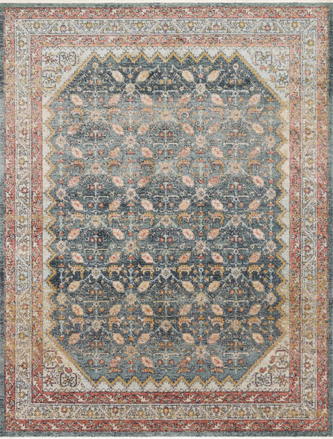 Magnolia Home By Joanna Gaines x Loloi Graham Blue / Persimmon 9'-6" x 12'-6" Area Rug - GRA-01 - 9'-6" x 12'-6"