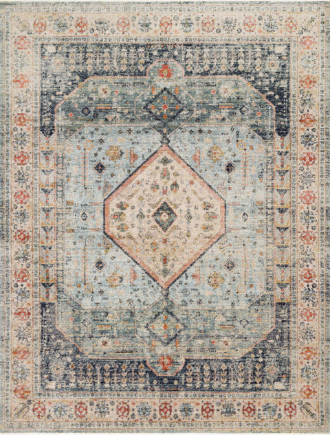 Magnolia Home By Joanna Gaines x Loloi Graham Blue / Ant. Ivory 9'-6" x 12'-6" Area Rug - GRA-03 - 9'-6" x 12'-6"