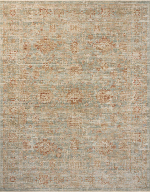 Heritage Aqua / Terracotta 15'-0" x 15'-0" Square Area Rug - HER-06 - 15'-0" x 15'-0" Square