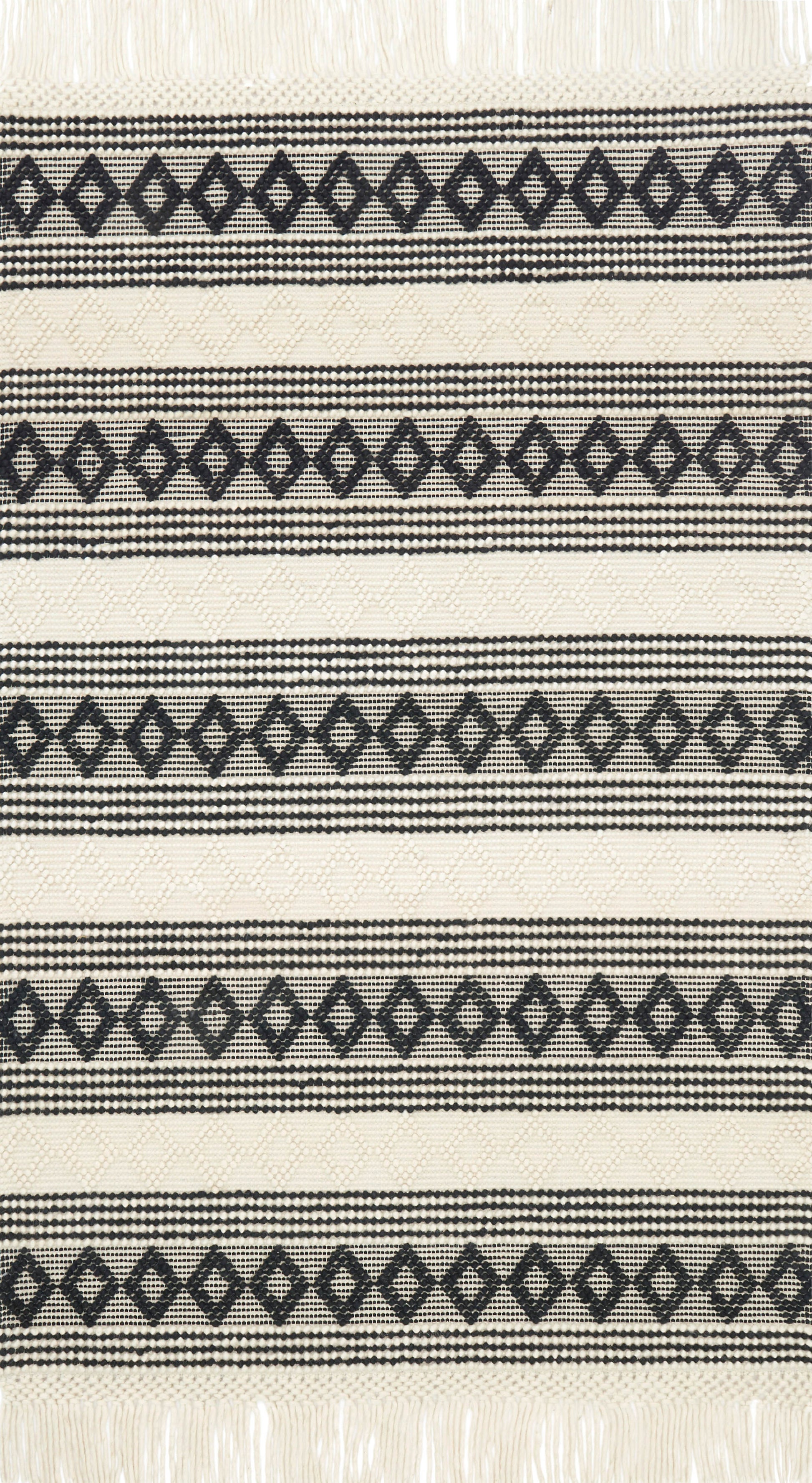 Magnolia Home By Joanna Gaines x Loloi Holloway Ivory / Black 9'-3" x 13' Area Rug - YH-01 - 9'-3" x 13'