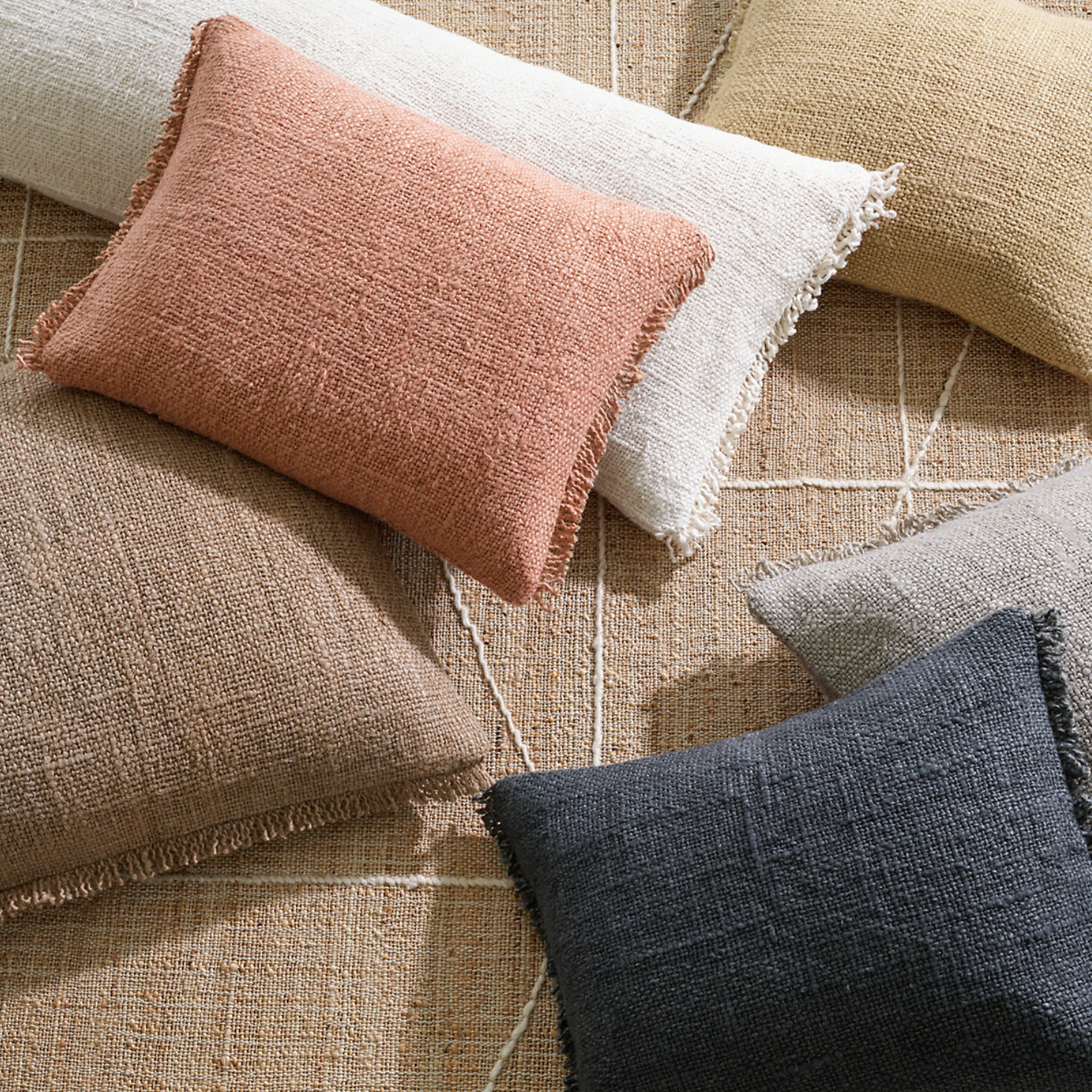 Mongolia Linen Pillow, Nude