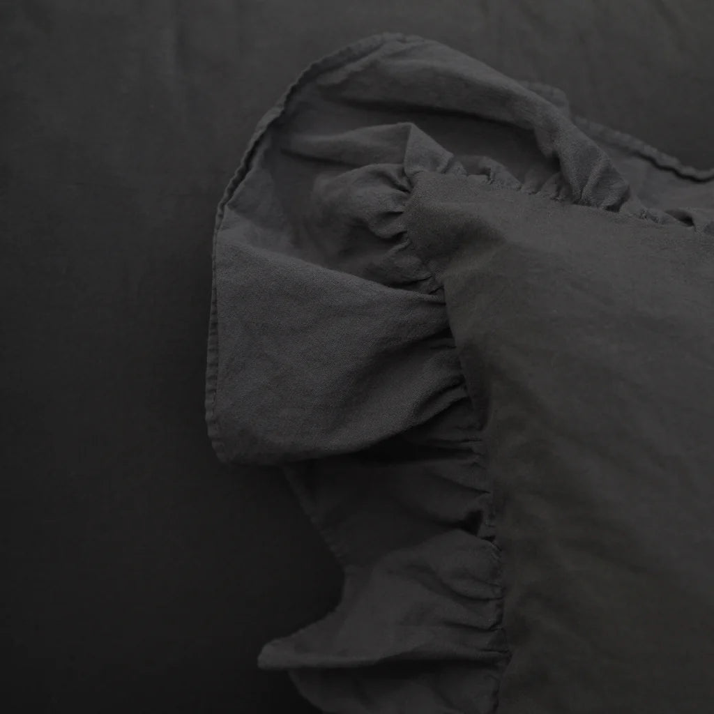 Dahlia Ruffle Queen Duvet Set, Midnight