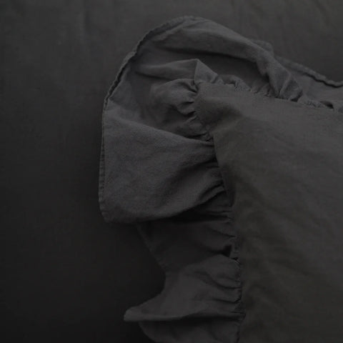 Dahlia Ruffle Queen Duvet Set, Midnight