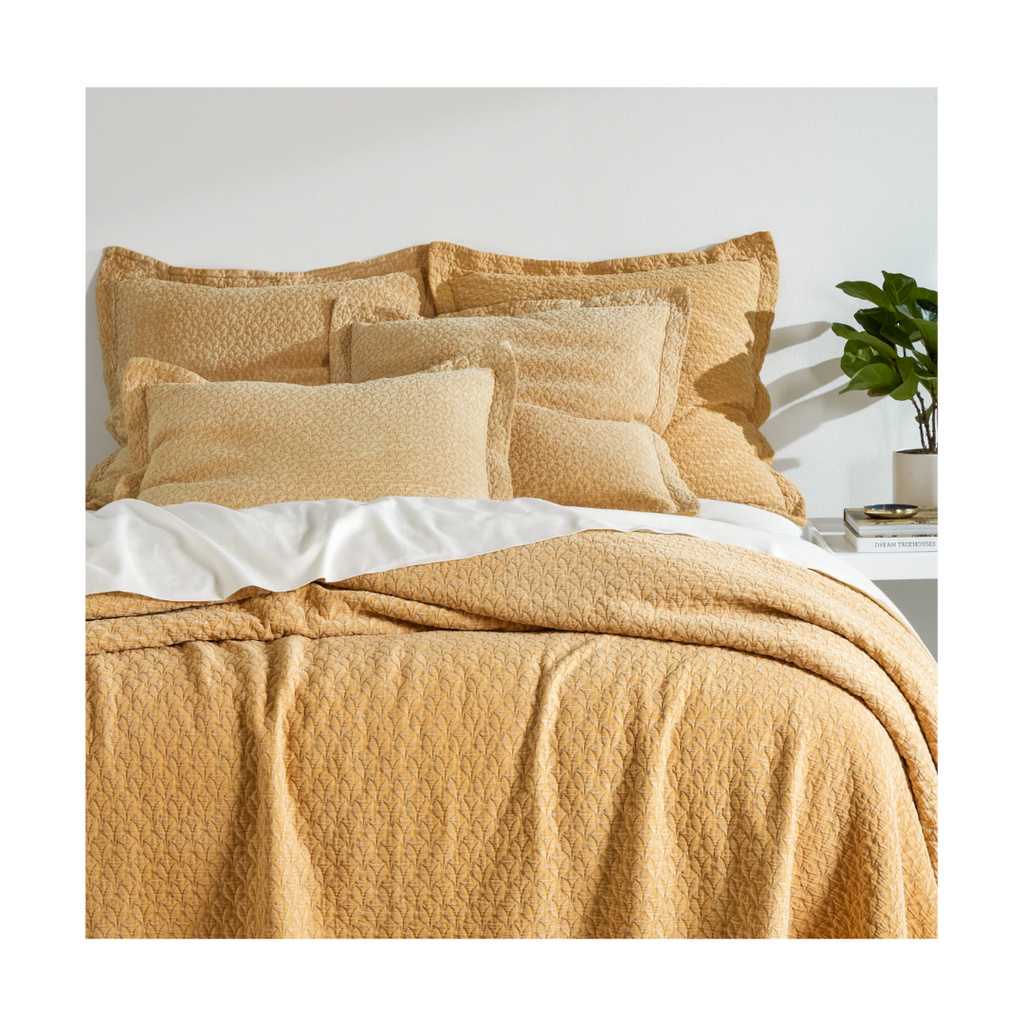 Naia Matelassé Coverlet, Ochre