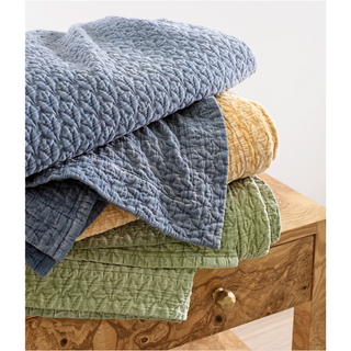 Naia Matelassé Coverlet, Indigo