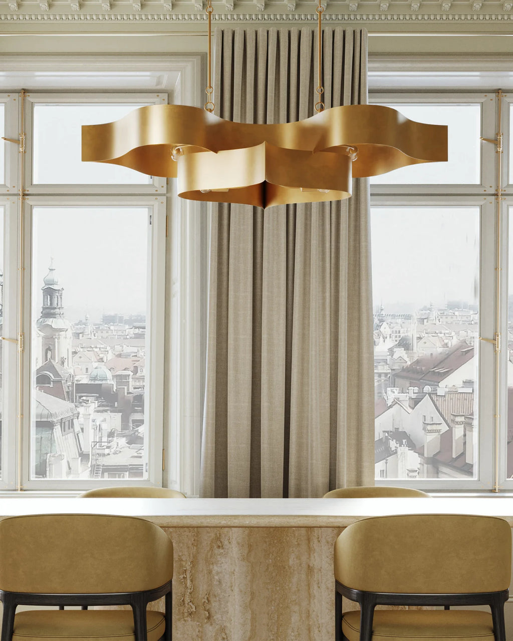 Athena Gold Oval Chandelier