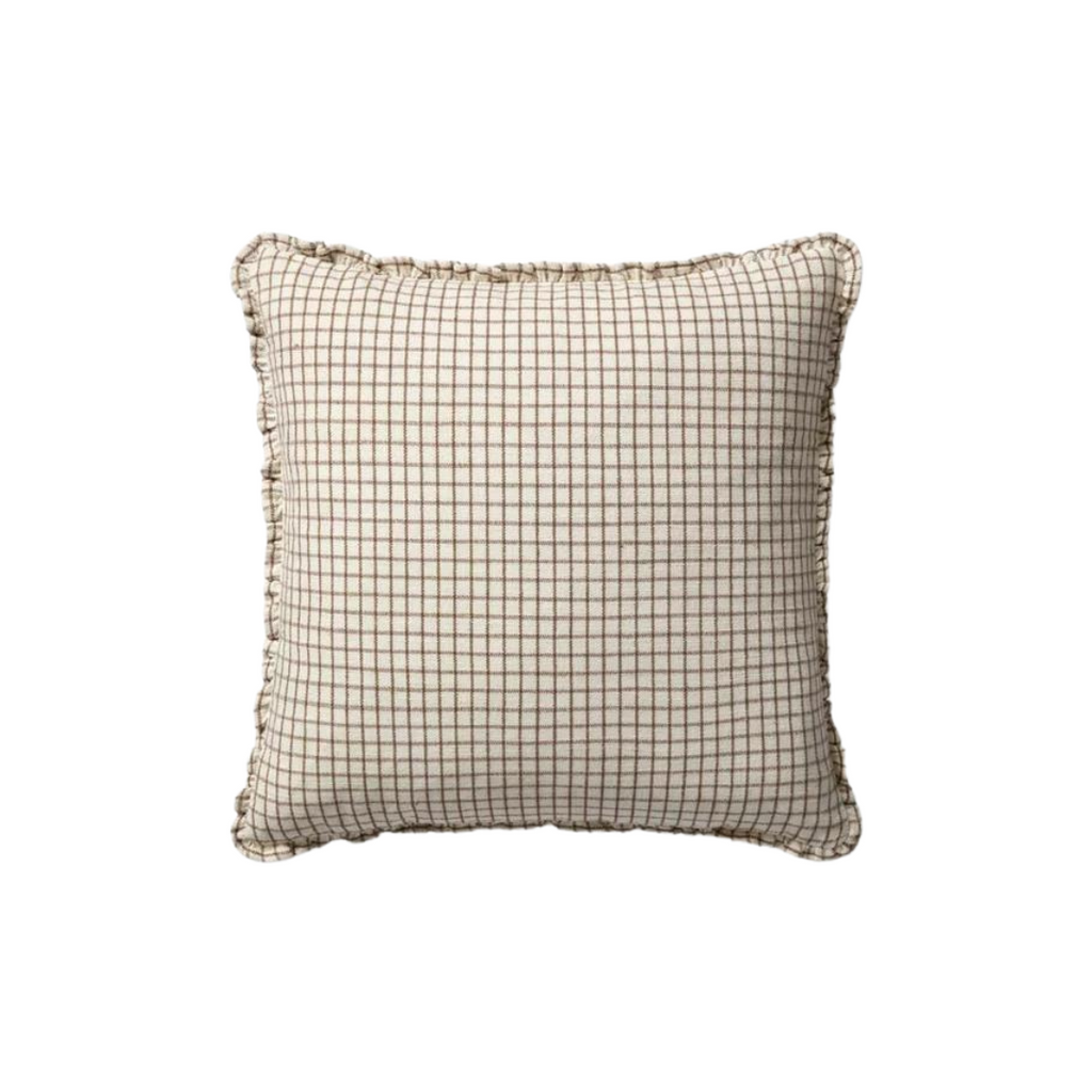 Chris Loves Julia, Dinah Ruffle Ivory / Earth Pillow