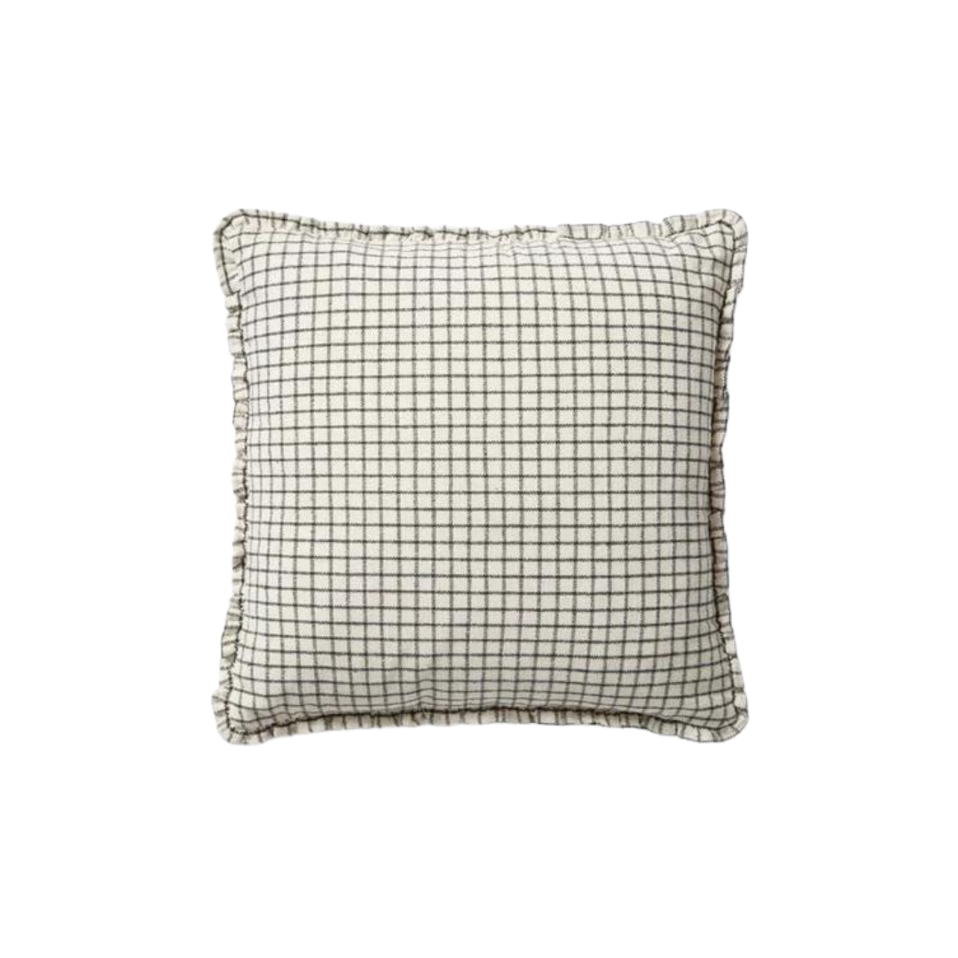 Chris Loves Julia × Loloi Ivory / Black Ruffle Pillow