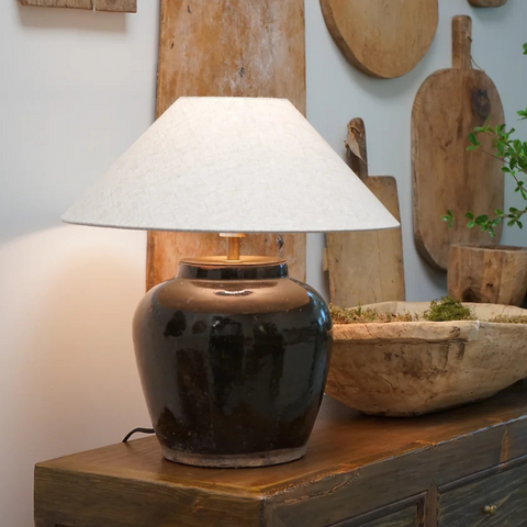 Leon Vintage Pot Lamp, Empire Shade