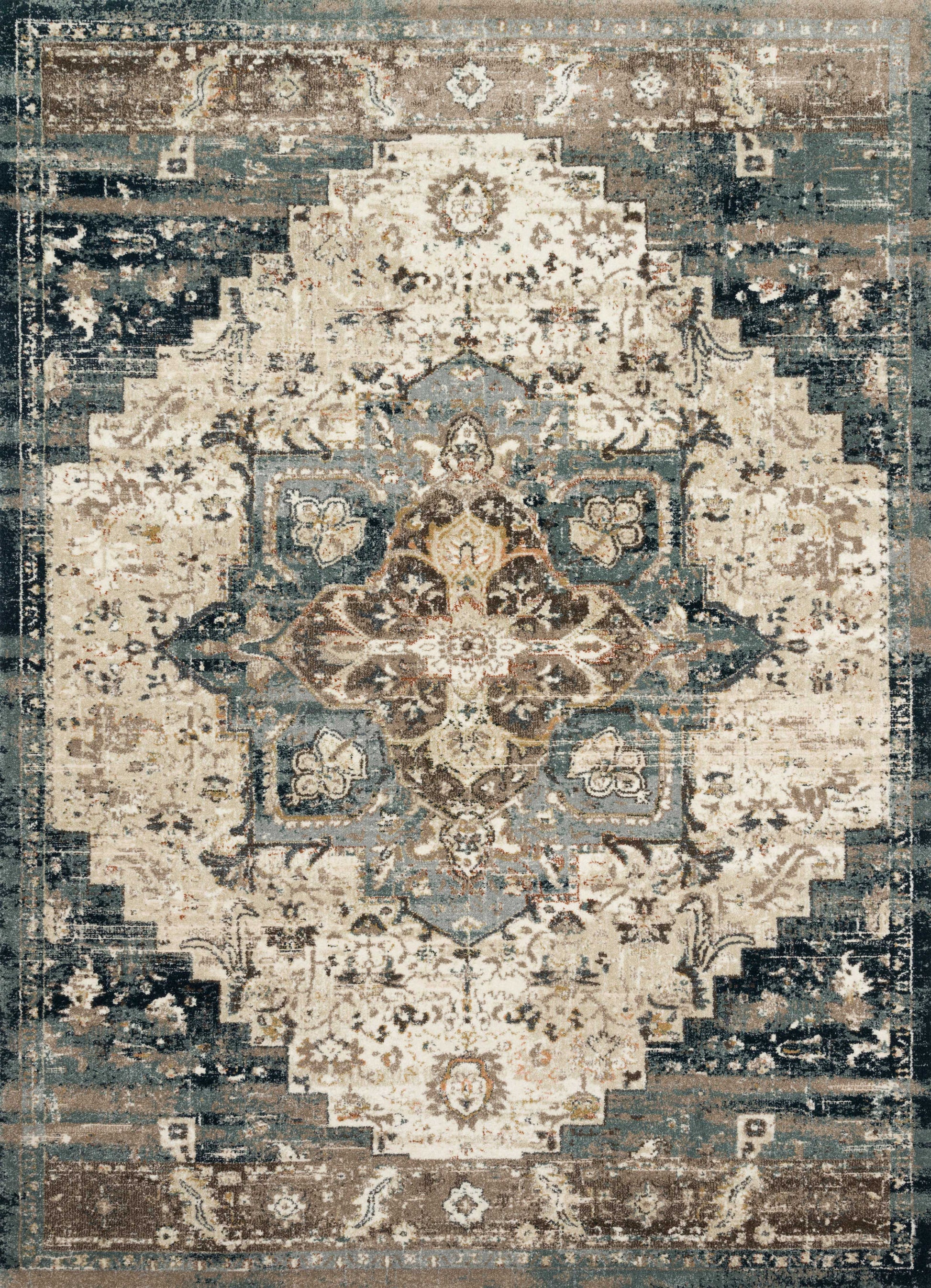 Magnolia Home By Joanna Gaines x Loloi James Taupe / Marine 11'-6" x 15' Area Rug - JAE-05 - 11'-6" x 15'
