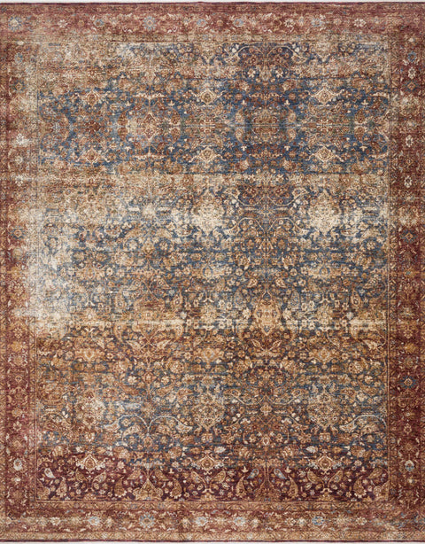 Magnolia Home By Joanna Gaines x Loloi Kennedy Denim / Brick 11'-6" x 15'-6" Area Rug - KEN-05 - 11'-6" x 15'-6"