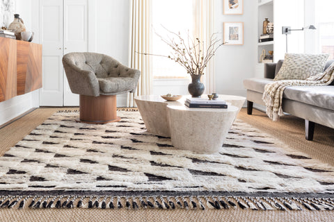 Khalid Natural / Black 9'-6" x 13'-6" Area Rug - KF-02 - 9'-6" x 13'-6"