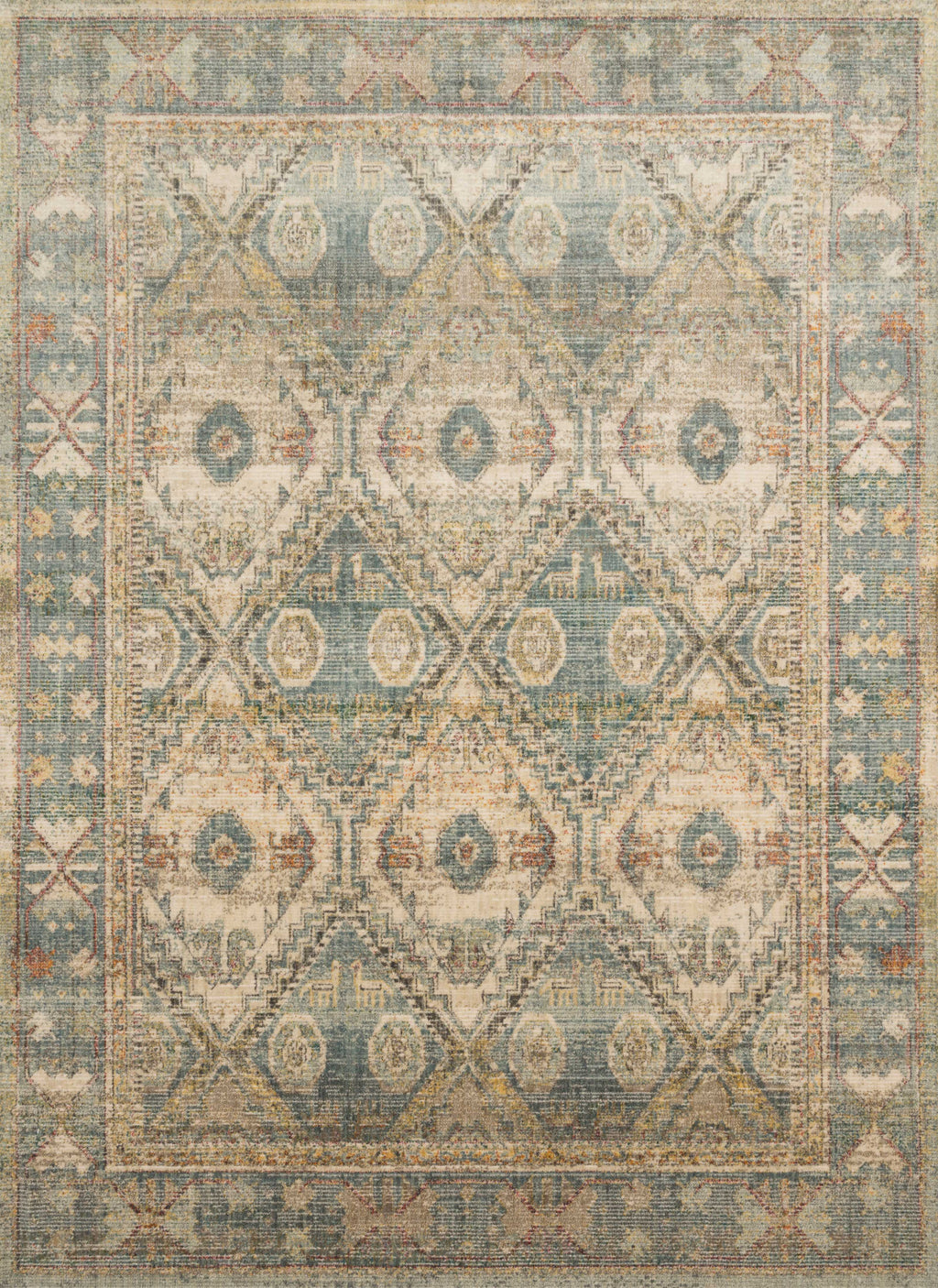 Magnolia Home By Joanna Gaines x Loloi Linnea Natural / Sky 11'-6" x 15' Area Rug - LIN-02 - 11'-6" x 15'