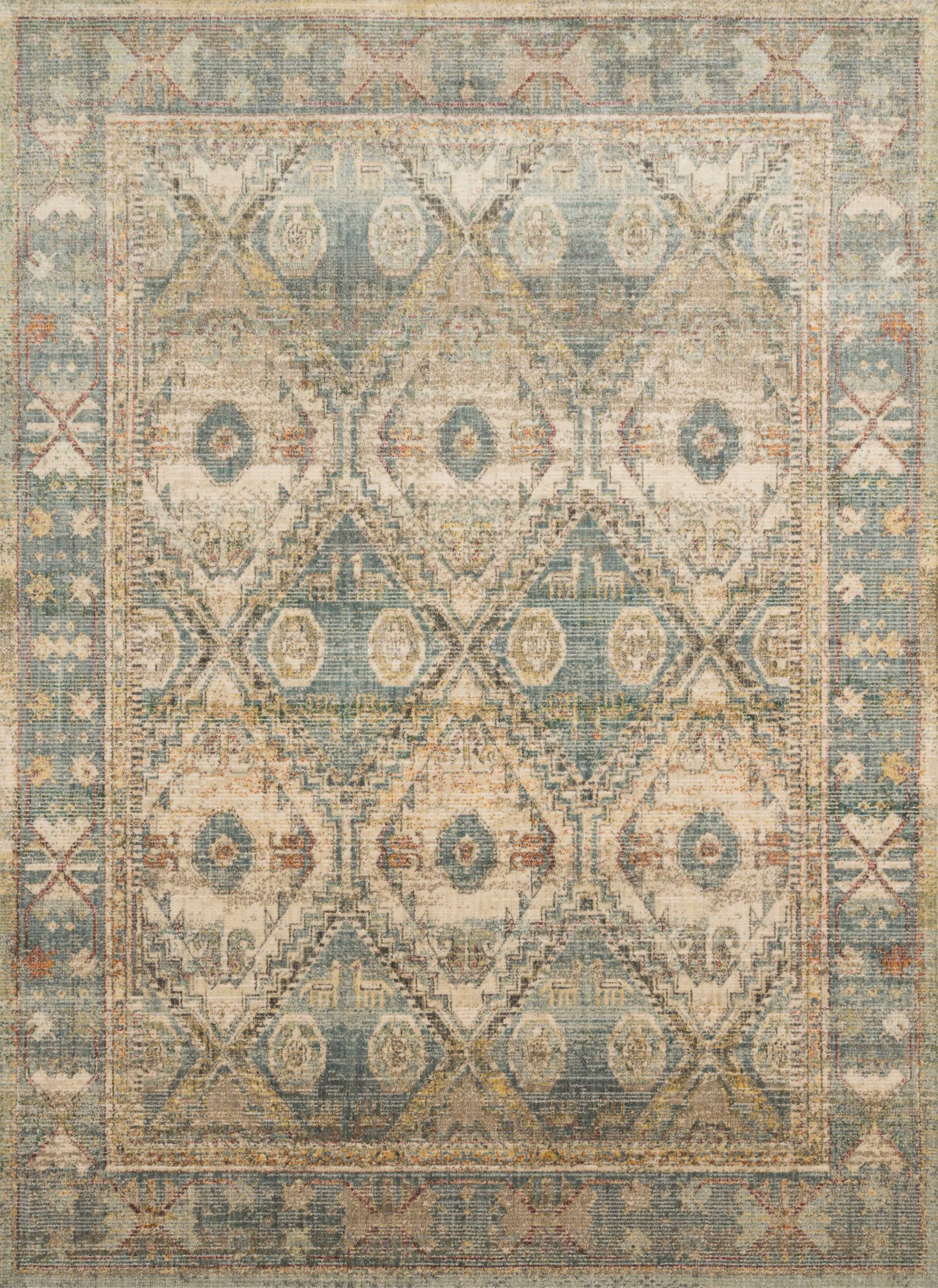 Magnolia Home By Joanna Gaines x Loloi Linnea Natural / Sky 11'-6" x 15' Area Rug - LIN-02 - 11'-6" x 15'