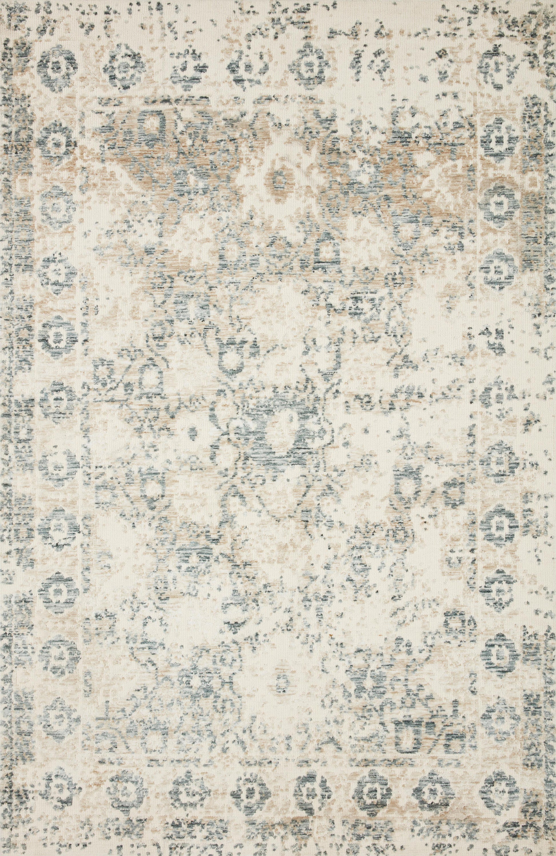 Magnolia Home By Joanna Gaines x Loloi Lindsay Antique White / Aqua 9'-3" x 13' Area Rug - LIS-03 - 9'-3" x 13'