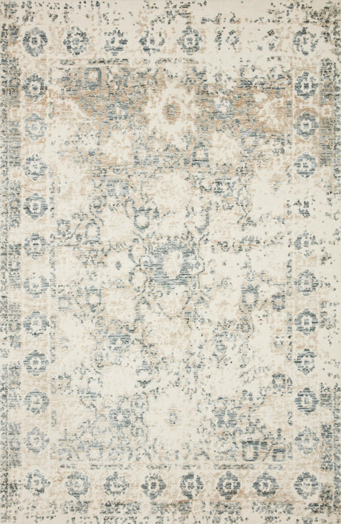 Magnolia Home By Joanna Gaines x Loloi Lindsay Antique White / Aqua 9'-3" x 13' Area Rug - LIS-03 - 9'-3" x 13'