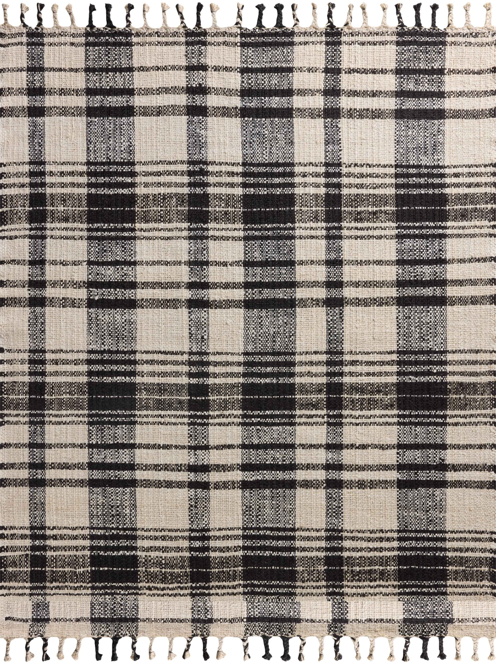 Magnolia Home by Joanna Gaines x Loloi Louie Ivory / Black 9'-3" x 13' Area Rug - LOE-04 - 9'-3" x 13'