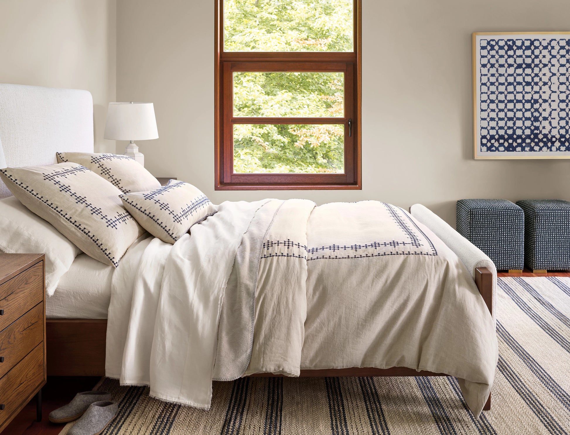 Cielo Stripe Navy Handwoven Cotton Rug - DA2205 - 10x14