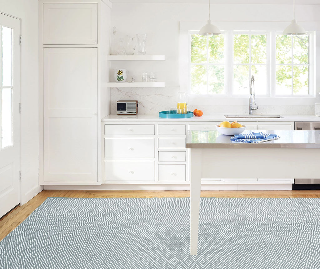 Diamond Light Blue/Ivory Handwoven Indoor/Outdoor Rug - RDB163 - Runner-2.5x18