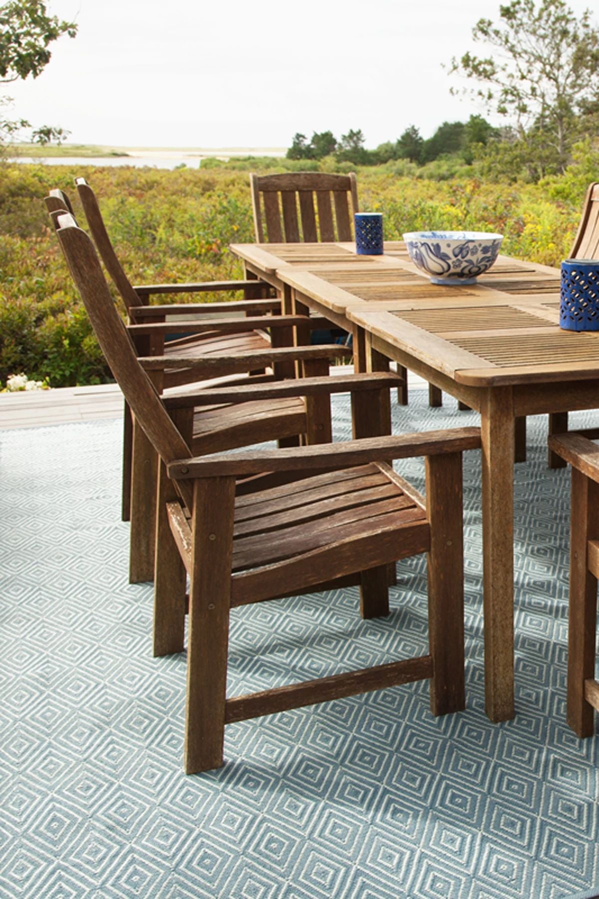 Diamond Slate/Light Blue Handwoven Indoor/Outdoor Rug - RDB164 - Runner-2.5x18