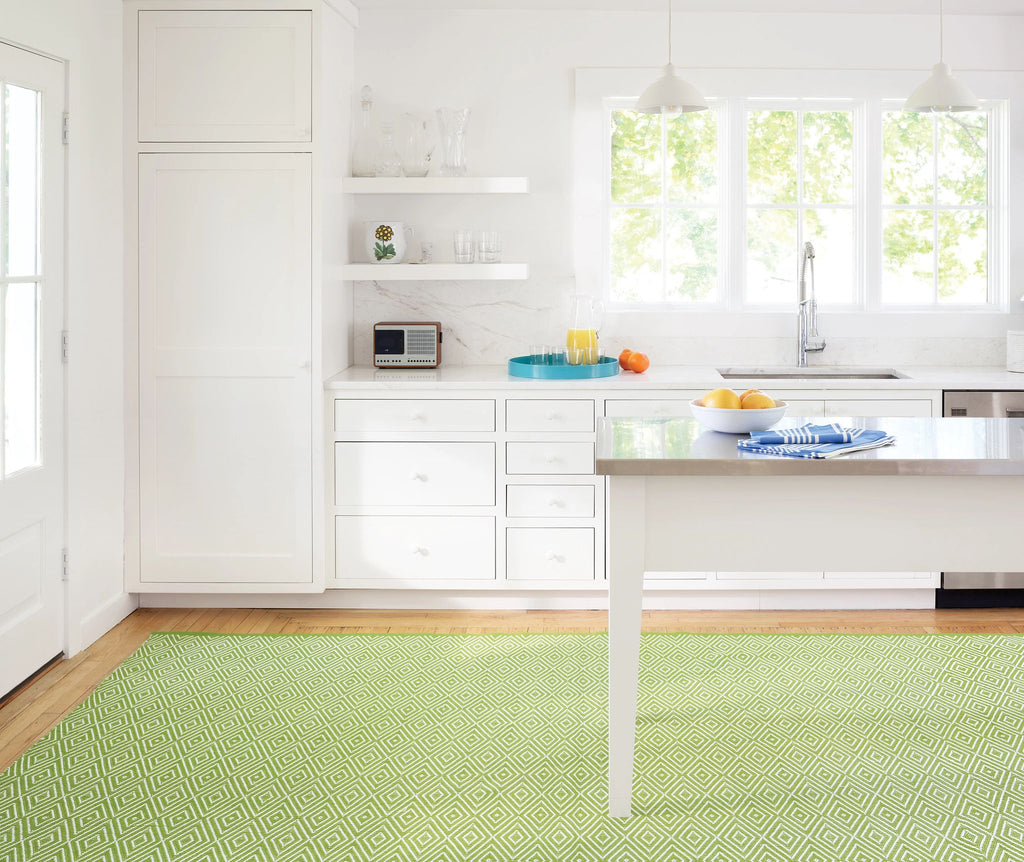 Diamond Sprout/White Handwoven Indoor/Outdoor Rug - RDB100 - Runner-2.5x18