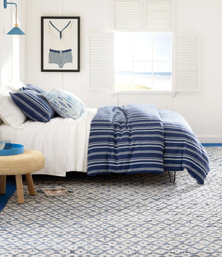 Denim Rag Diamond Ivory Handwoven Cotton Rug - DA789 - 10x14