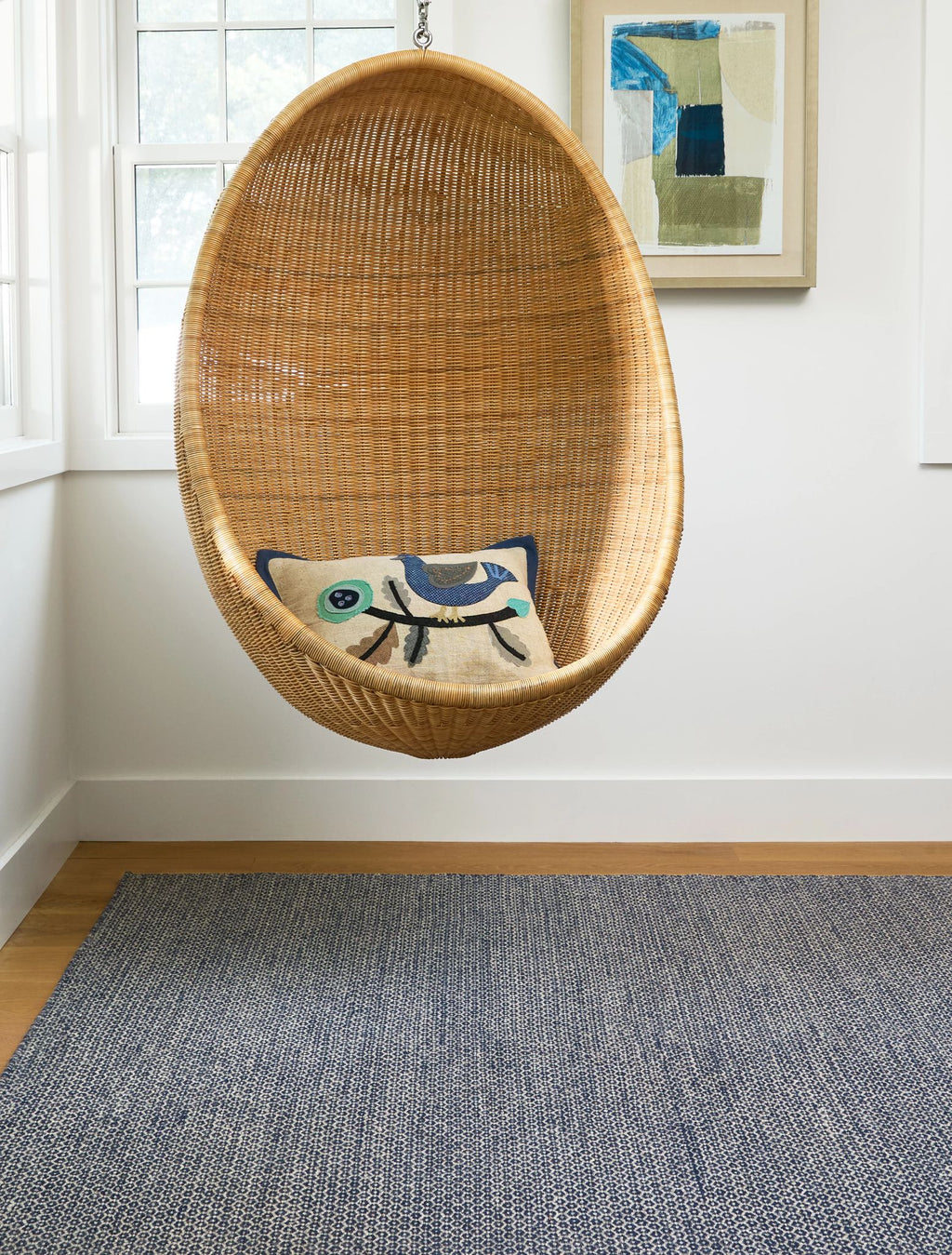 Honeycomb Indigo/Grey Handwoven Wool Rug - DA788 - 10x14