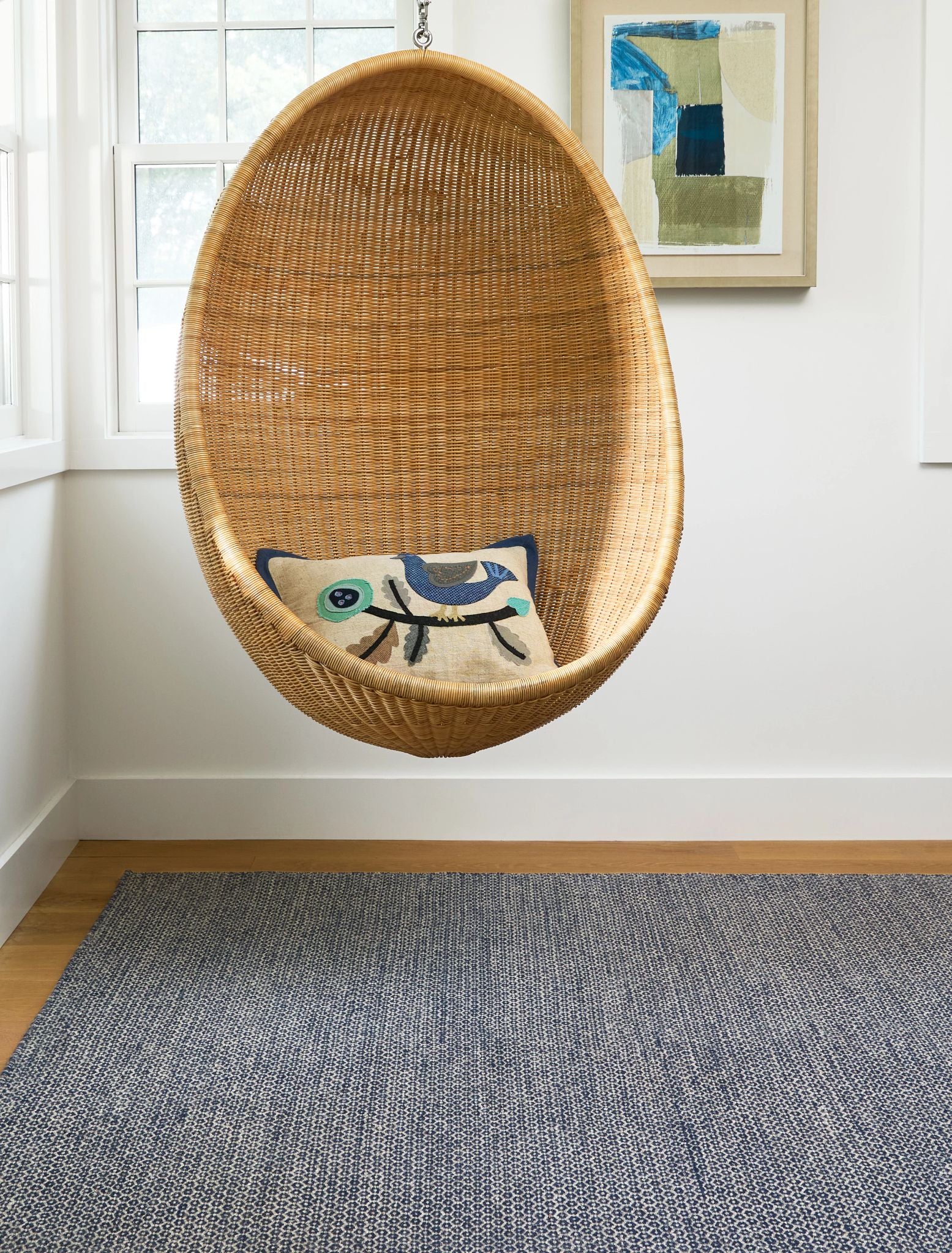 Honeycomb Indigo/Grey Handwoven Wool Rug - DA788 - 10x14