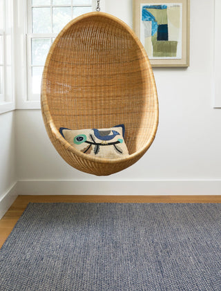 Honeycomb Indigo/Grey Handwoven Wool Rug - DA788 - 10x14