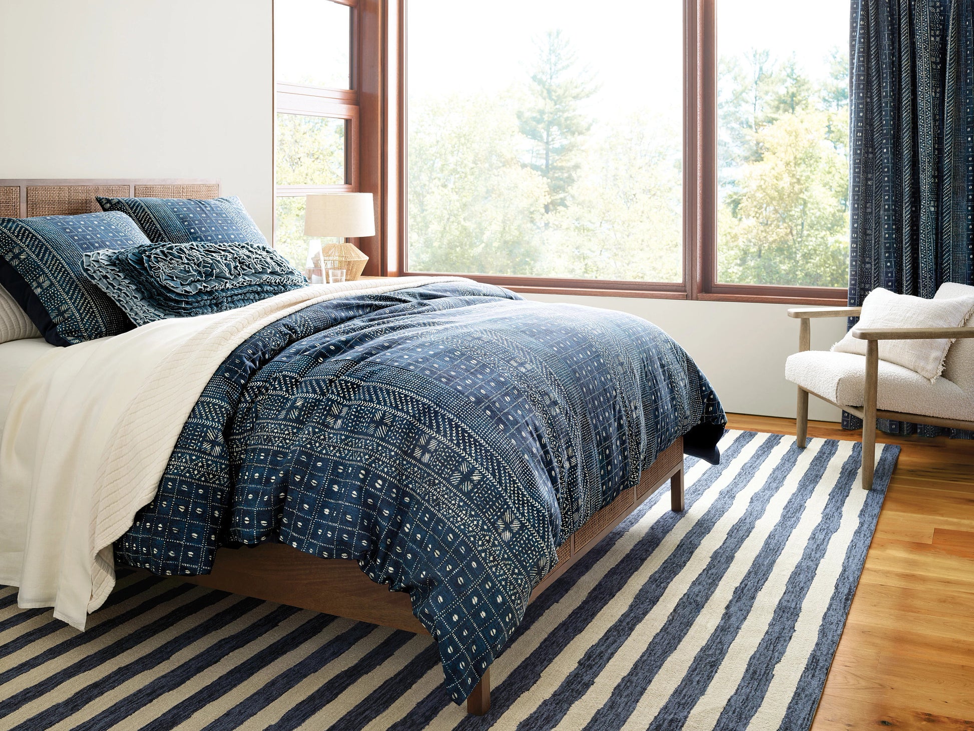 Silas Stripe Navy Hand Micro Hooked Wool Rug - DA2221 - 10x14