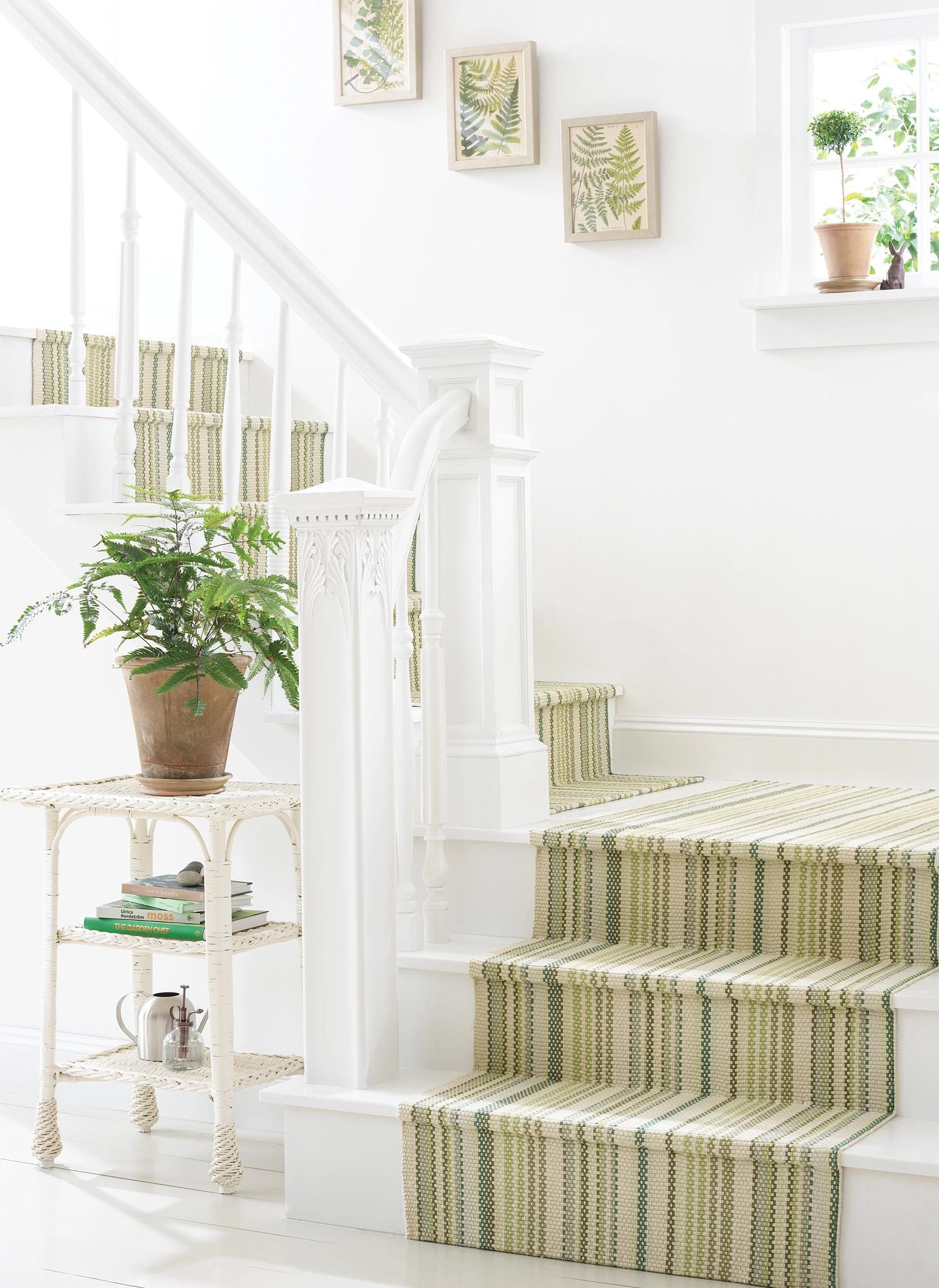 Oslo Stripe Green Handwoven Cotton Rug - DA1419 - 10x14