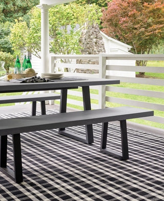Tattersall Black Handwoven Indoor/Outdoor Rug - DA982 - Runner-2.5x18