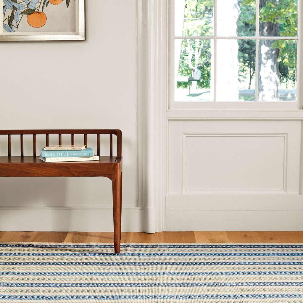Long Slade Indigo Handwoven Cotton Rug - DA2000 - 10x14