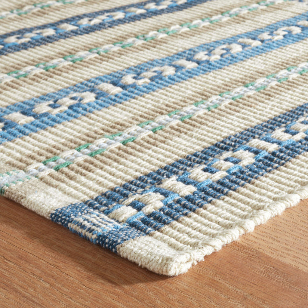Long Slade Indigo Handwoven Cotton Rug - DA2000 - 10x14