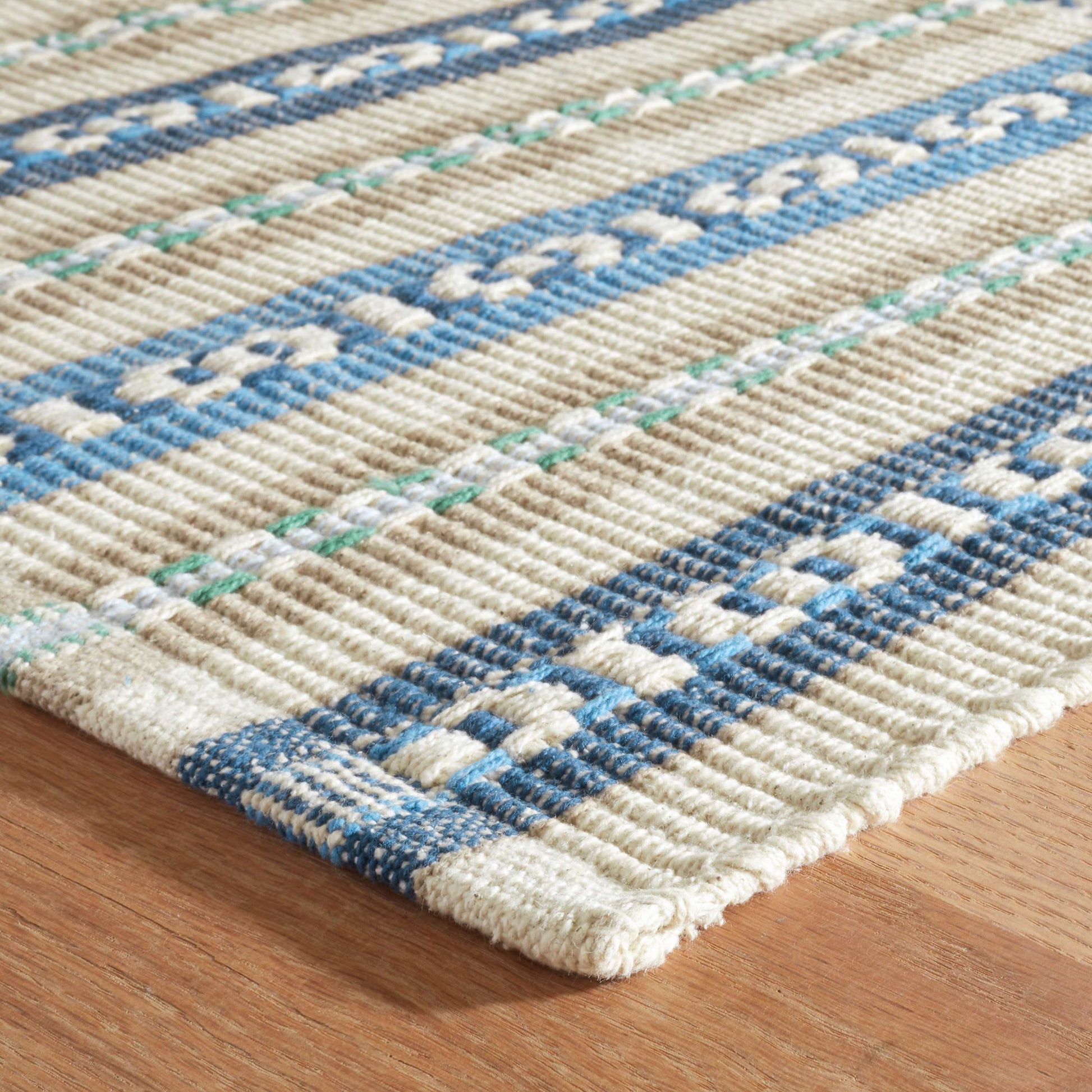 Long Slade Indigo Handwoven Cotton Rug - DA2000 - 10x14
