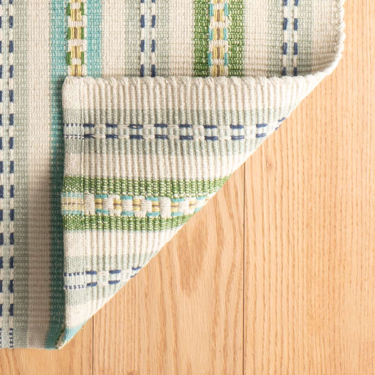 Long Slade Teal Handwoven Cotton Rug - DA1999 - 10x14