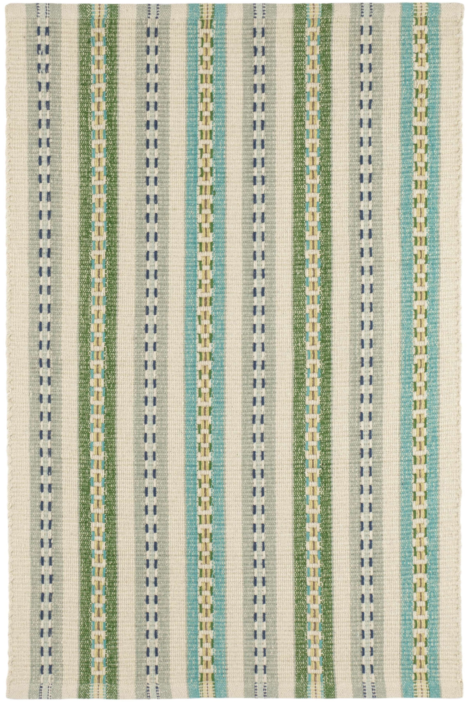 Long Slade Teal Handwoven Cotton Rug - DA1999 - 10x14