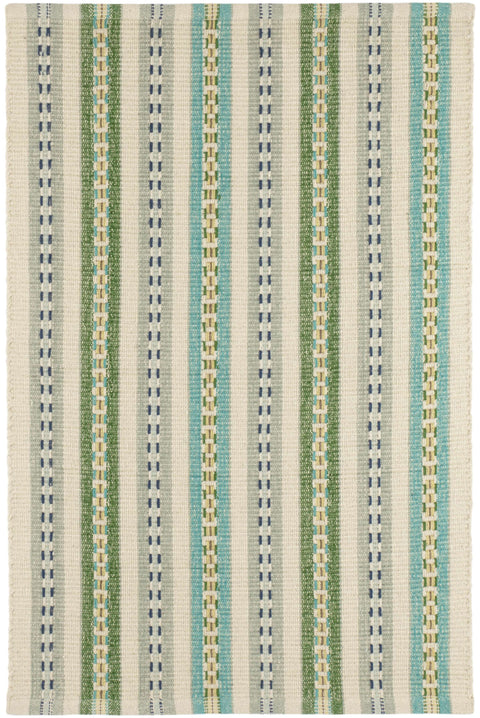 Long Slade Teal Handwoven Cotton Rug - DA1999 - 10x14