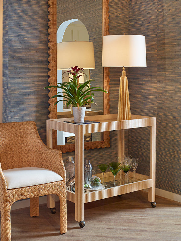 Scalloped Rattan Mirror