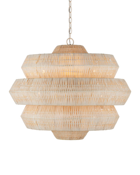 Antibes White Rattan Chandelier