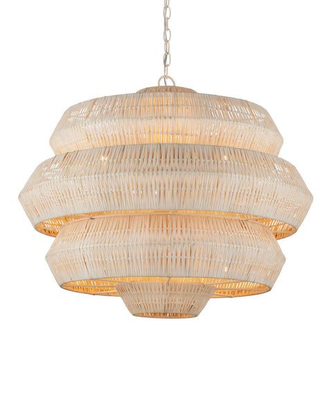 Antibes White Rattan Chandelier