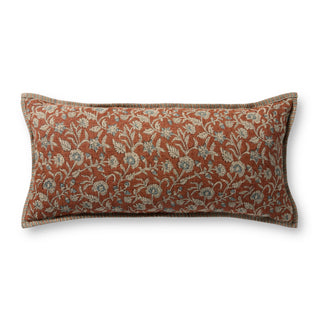 Brick / Multi Floral Pillow