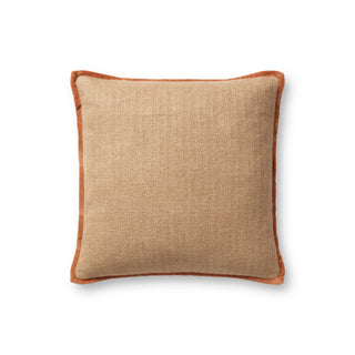 Amber Lewis x Loloi Aveline Natural / Rust Pillow