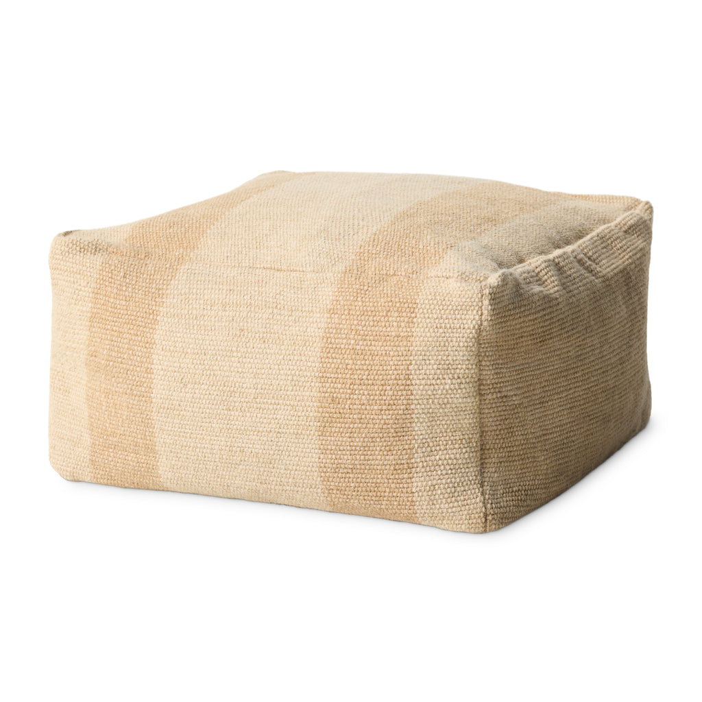 Leanne Ford x Loloi Rosemoor Beige 24" x 24" x 13" Pouf - LFPF001 - 24" x 24" x 13"