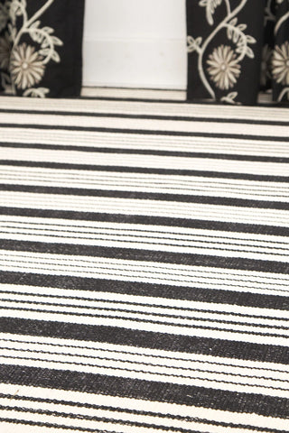 Birmingham Black Handwoven Cotton Rug - RDA166 - Runner-2.5x12