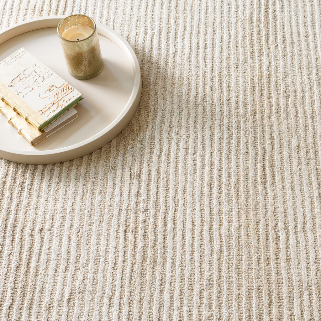Cut Stripe Ivory Hand Knotted Viscose/Wool Rug - RDA243 - 10x14